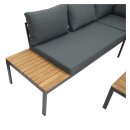 Lounge Set RANGUN, Stahl anthrazit + Akazie geölt, Polster grau, FSC®-zertifiziert