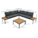 Lounge Set RANGUN, Stahl anthrazit + Akazie geölt, Polster grau, FSC®-zertifiziert