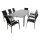 Garnitur MARINA 9-teilig, Alu + Glas + Kunstgewebe schwarz