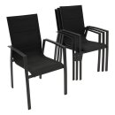 Garnitur FARO 9-teilig, Alu + Glas + Kunstgewebe schwarz