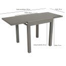 Balkon-Ausziehtisch MARINA, Aluminium silbergrau + Glas grau