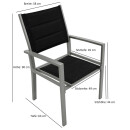 Sessel MADEIRA, Aluminium silbergrau + Textilgewebe gepolstert schwarz, 2 Stück