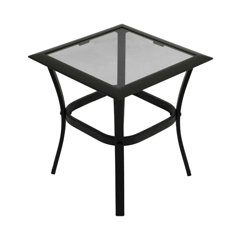 Beistelltisch ZAGREB 46x46x48cm, Stahl schwarz + Glas grau getönt