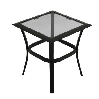 Beistelltisch ZAGREB 46x46x48cm, Stahl schwarz + Glas grau getönt