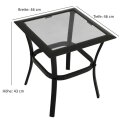 Beistelltisch ZAGREB 46x46x48cm, Stahl schwarz + Glas grau getönt