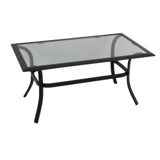 Beistelltisch ZAGREB 102x61x48cm, Stahl schwarz + Glas grau getönt