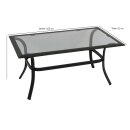 Beistelltisch ZAGREB 102x61x48cm, Stahl schwarz + Glas grau getönt