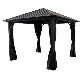 Pavillon NOVARA 3x3 Meter, Aluminium schwarz, Dach aus verzinktem Trapezblech