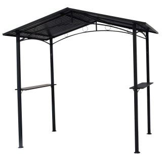 Grillpavillon TOULOUSE 2,5x1,6 Meter, Stahl dunkelgrau, Dach aus Trapezblech
