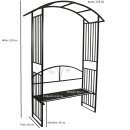 Rosenbogen AVIGNON 220x155cm mit Sitzbank, Metall schwarz