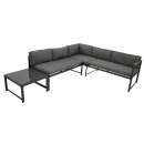 Funktions Lounge Set MONTANA, Aluminium dunkelgrau, Polster grau