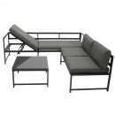 Funktions Lounge Set MONTANA, Aluminium dunkelgrau, Polster grau