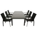 Garnitur TORINO 7-teilig, Alu + Glas + Kunstgewebe schwarz