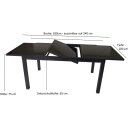Garnitur TORINO 7-teilig, Alu + Glas + Kunstgewebe schwarz