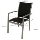 Garnitur PISA 9-teilig, Alu + Glas + Kunstgewebe schwarz