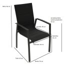 Garnitur TORINO 9-teilig, Alu + Glas + Kunstgewebe schwarz
