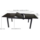 Garnitur TORINO 9-teilig, Alu + Glas + Kunstgewebe schwarz
