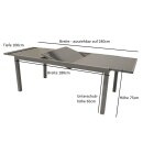 Garnitur PISA 9-teilig, Alu + Glas + Kunstgewebe schwarz
