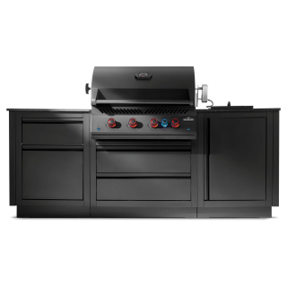 Napoleon Outdoorküche Oasis Compact 106, Mattschwarz mit BIG 32-1 und Einbau SIZZLE ZONE
