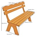 Gartenbank FREITAL, Kiefern-Holz, Natur, 3-Sitzer