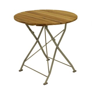 Gartentisch BAD TÖLZ, Ø 77 cm, klappbar, Stahl/Robinien Holz, Silber/Natur, verzinkt, Rund