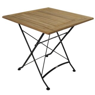 Gartentisch JAKARTA, 75 x 75 cm, Metall/Teak-Holz, klappbar