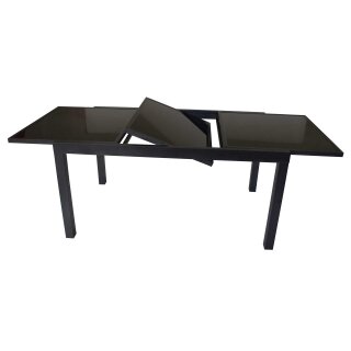 Ausziehtisch TORINO, 150 - 210 x 90 cm,  Alu/Glas, Anthrazit/Schwarz, Rechteckig