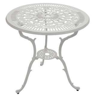 Gartentisch JUGENDSTIL, Ø 70 cm, Aluguss, Weiß, Rund