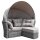 Relaxinsel MARBELLA, ALU/Halbrundgeflecht, Grau-Bicolor, Zierpolster & Rückenkissen: Taupe