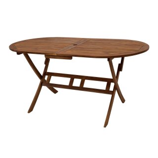 Klapptisch BENITA, 160 x 85 cm, Akazien Holz geölt, oval, FSC®-zertifiziert