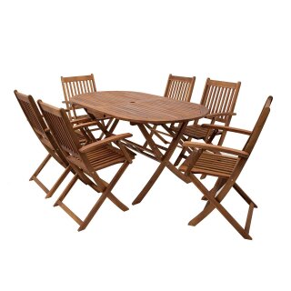 Klappgarnitur BENITA, Akazien-Holz geölt, klappbar, 7-teilig, FSC®-zertifiziert
