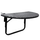 Balkonhängetisch, 60 x 40 cm, klappbar, Metall/Polyrattan, Halbrund, Schwarz