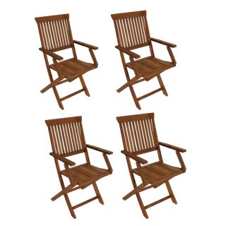 Klappstuhl TOBAGO mit Armlehnen, Akazien-Holz geölt, 4-er Set