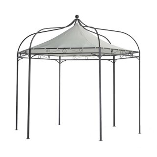 Pavillon MODENA 6-eckig, Stahl schwarz, Plane PVC-beschichtet écru