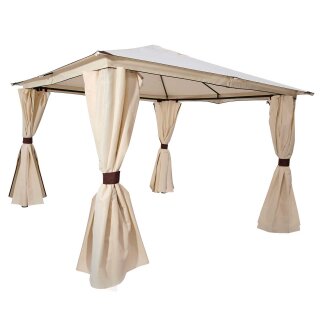 Pavillon VENEZIA 3 x 3 Meter, Stahl schwarz, Plane PVC-beschichtet ECRU