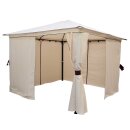 Pavillon VENEZIA 3 x 3 Meter, Stahl schwarz, Plane PVC-beschichtet ECRU