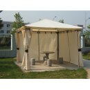 Pavillon VENEZIA 3 x 3 Meter, Stahl schwarz, Plane PVC-beschichtet ECRU