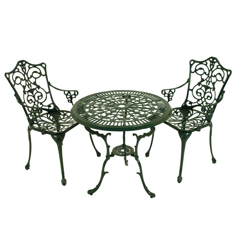 Bistroset JUGENDSTIL, Aluguss, Dunkelgrün, 3 teilig
