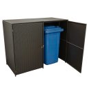 Mülltonnenbox für 2 Tonnen Klein, 66 x129 x109 cm, Stahl/Polyrattan, Mocca, bis 120 Liter