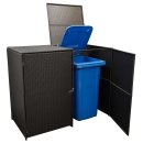 Mülltonnenbox für 2 Tonnen Klein, 66 x129 x109 cm, Stahl/Polyrattan, Mocca, bis 120 Liter