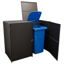 Mülltonnenbox für 2 Tonnen Groß, 78 x 150 x 123 cm, Stahl/Polyrattan, Mocca, bis 240 Liter
